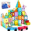 Anbalulu Magnetic Tiles 100PCS with 2 Cars, STEM Educational Building Blocks for Kids Ages 3-9, Magnet Construction Toys Gift for Toddlers view 1