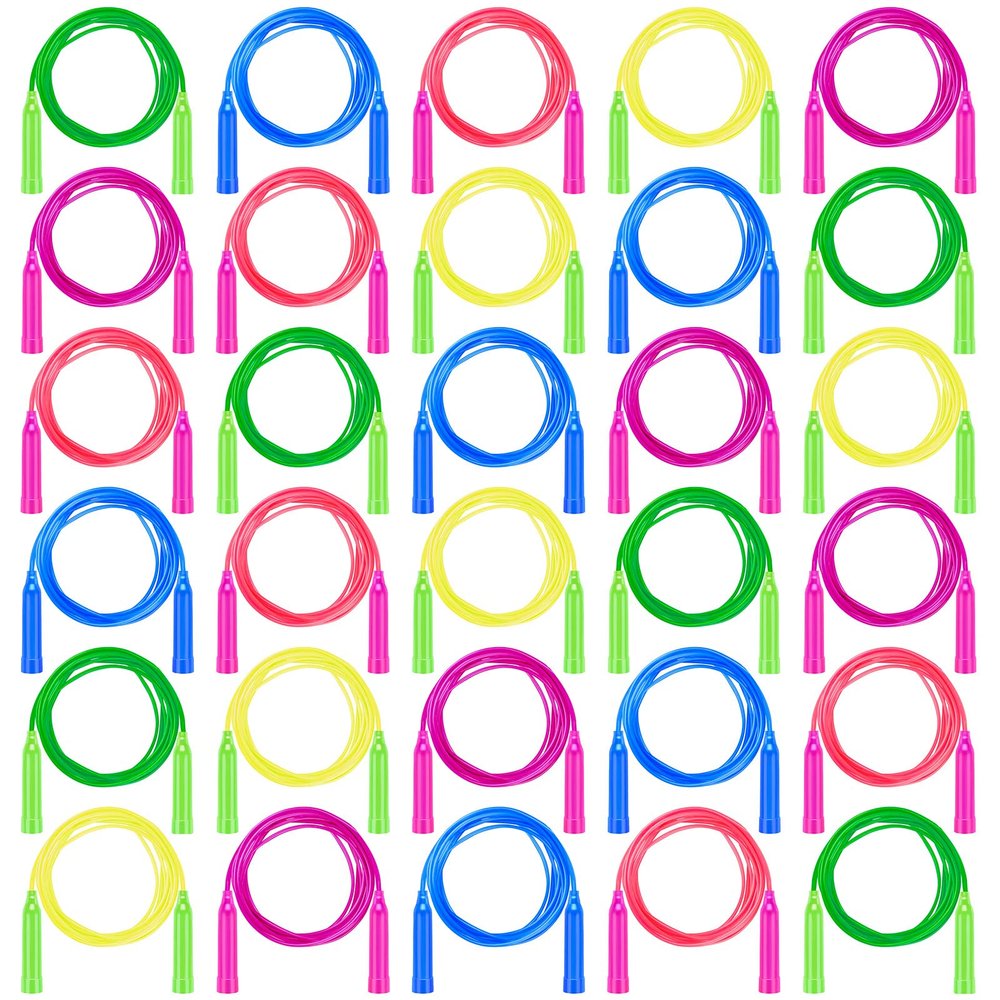 Aneco 30 Pack Kids Jump Rope Set 7.3 Feet Outdoor Jump Ropes Colorful Kids Jumping Ropes Great Sports Activities Birthday Party Favors Gifts