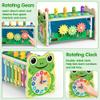 Amtreen 6-IN-1 Wooden Montessori Toys for 1 Year Old, Mole-Tapping Game | Play the Xylophone | Frog Clock | Carrot Harvest Game | Spinning Gear, Toddler Toys Aged 1-4, Baby Toy Gift for Early Learning view 3