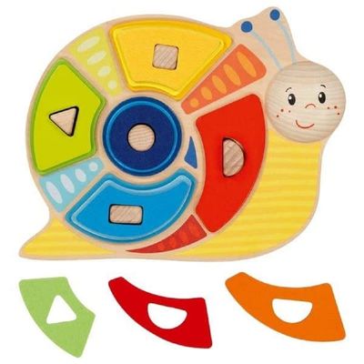 Goki 58399 Color and Shape Sorting Set, Snail Wooden Puzzles, Multicoloured