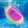 Hiboom Swimming Pool Football, 9.6 Inch PVC Rainbow Colorful Waterproof Football for Boy Girl, Swimming Pool Diving Toys for Underwater Game Party, Outdoor Footballs Beach Games for Adults and Family view 1