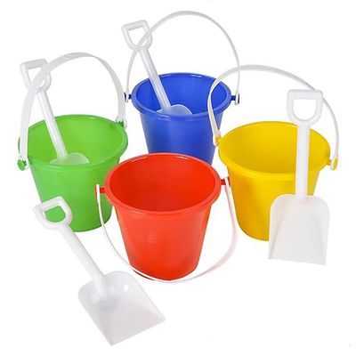 The Dreidel Company Beach Day Playsets (Pack of 12) 4.25" Sand Bucket Play Set Box Includes, 1 Pail, 1 Shovel Toy for Boys and Girls Birthday Party Favor