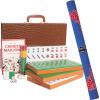 GUSTARIA Chinese Mahjong Set, with X-Large (1.5") 144 Numbered Melamine Green Tiles, 2 Spare Tiles, 6 Dice and a Wind Indicator, Carrying Travel Case with English Instruction, Mahjong Mat (Blue) view 1