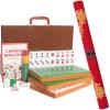 GUSTARIA Chinese Mahjong Set, with X-Large (1.5") 144 Numbered Melamine Green Tiles, 2 Spare Tiles, 6 Dice and a Wind Indicator, Carrying Travel Case with English Instruction, Mahjong Mat(Red) view 1