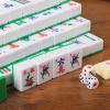 GUSTARIA Chinese Mahjong Set, with X-Large (1.5") 144 Numbered Melamine Green Tiles, 2 Spare Tiles, 6 Dice and a Wind Indicator, Carrying Travel Case with English Instruction, Mahjong Mat(Red) view 3