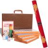 GUSTARIA Chinese Mahjong Set, with X-Large (1.5") 144 Numbered Melamine Blue Tiles, 2 Spare Tiles, 6 Dice and a Wind Indicator, Carrying Travel Case with English Instruction, Mahjong Mat(Red) view 1