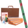 GUSTARIA Chinese Mahjong Set, with X-Large (1.5") 144 Numbered Melamine Blue Tiles, 2 Spare Tiles, 6 Dice and a Wind Indicator, Carrying Travel Case with English Instruction, Mahjong Mat(Green) view 1