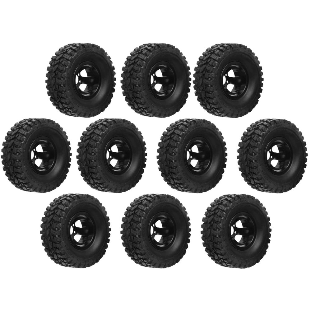 Hozee RC Car Tires and Wheels, 6WD 2.6" Wheel Rims & Rubber Tires Set, RC Monster Truck Wheel, Buggy Rubber Tires, Black Tires, Spare Tires for WPL B24 B36 1/16 RC Car Upgrade Parts