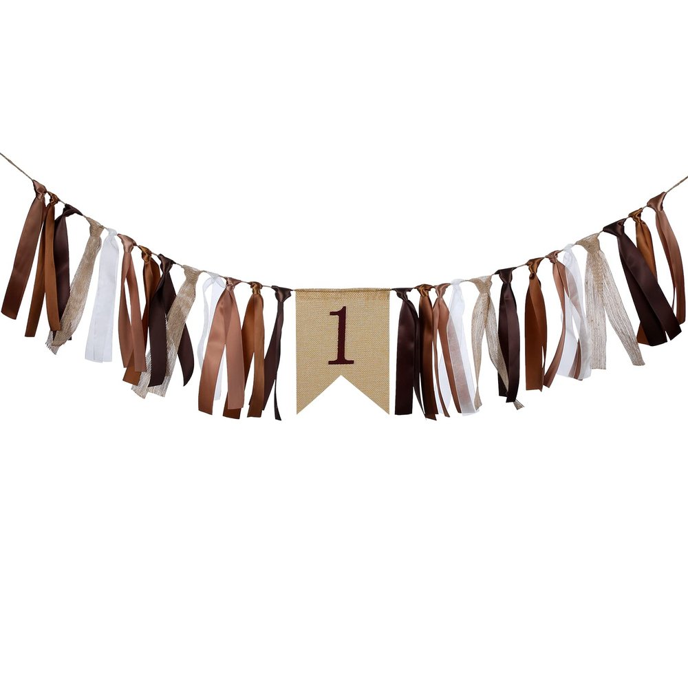 1st Birthday Decorations for High Chair Banner Boy's First Highchair Birthday Banner Baby Wild One Burlap Decorations Woodland Theme Party Ribbon Supplies Booth Photo Props
