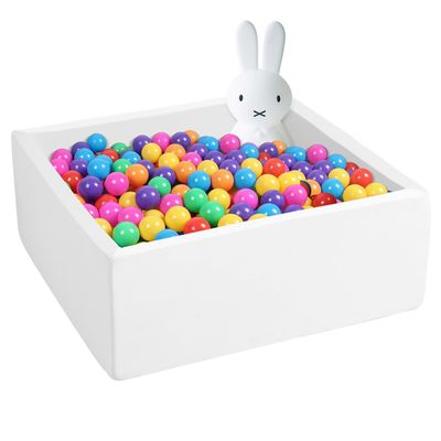 UHAPPYEE Square Foam Ball Pit for Toddler,35"x35"x12" Soft Ball Pit Pool with Removable Cover, Indoor Memory Sponge Ball Playpen Without Balls - White