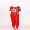 VernLan Boys Girls Sequins Hip Hop Jazz Costume Modern Street Dance Clothing Set for Stage Performance Show Red 3-4 Years view 3