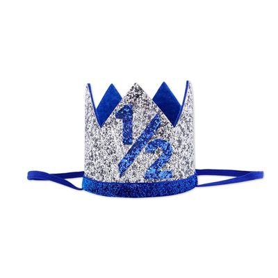Bchinb Baby 1/2 st Birthday Crown Hat, Birthday Party Decorations, Kids Party Props Shooting, Party Supplies (Blue Silver)