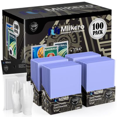 200 Card Sleeves Top Loaders for Cards, 3"X4" Toploaders for Cards, Premium Baseball Card Protectors Hard Plastic for Sports and Game Cards (100 Top Loaders + 100 Clear Sleeves)