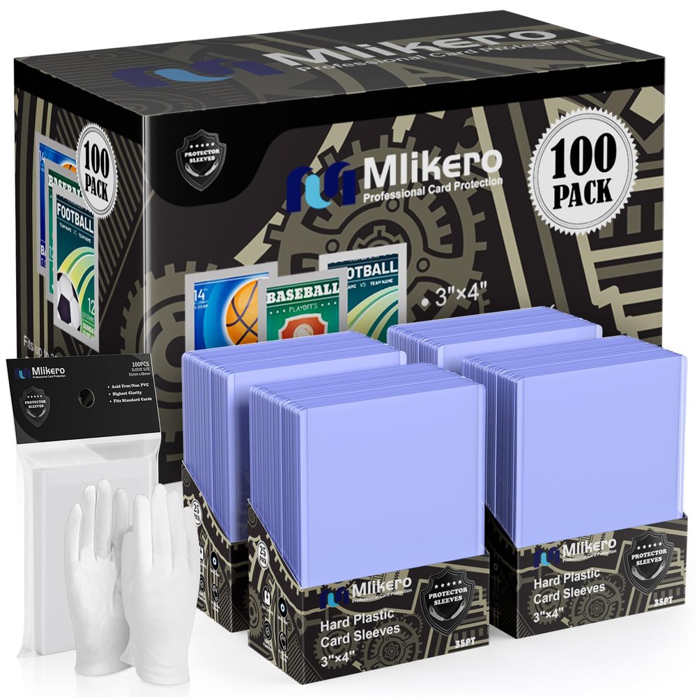 200 Card Sleeves Top Loaders for Cards, 3"X4" Toploaders for Cards, Premium Baseball Card Protectors Hard Plastic for Sports and Game Cards (100 Top Loaders + 100 Clear Sleeves)