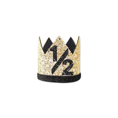 Bchinb Baby 1/2 st Birthday Crown Hat, Birthday Party Decorations, Kids Party Props Shooting, Party Supplies (Black Gold)
