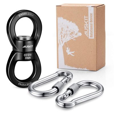AusKit, Black Swing Swivel, 35 KN Safest Rotational Device Hanging Accessory