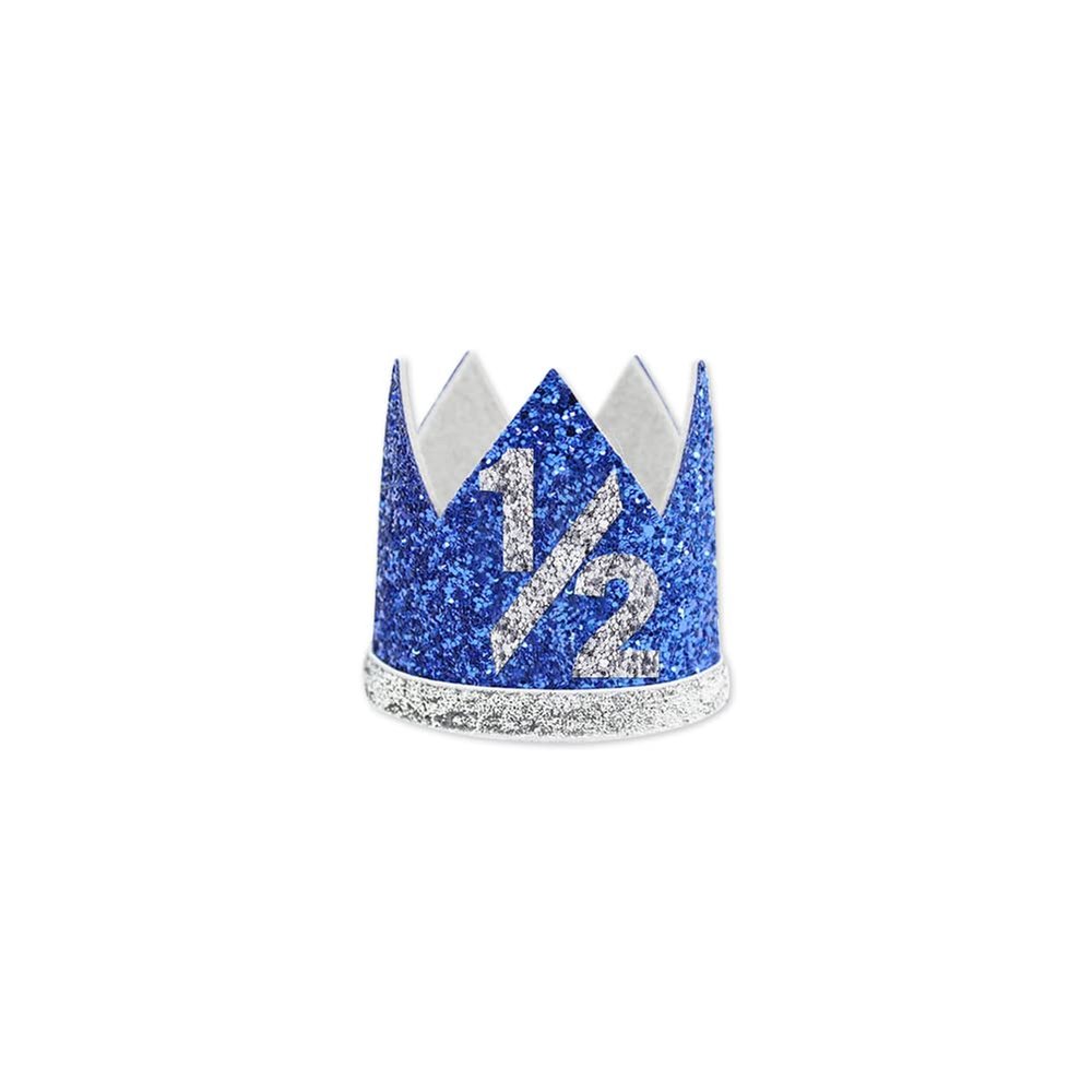 Bchinb Baby 1/2 st Birthday Crown Hat, Birthday Party Decorations, Kids Party Props Shooting, Party Supplies (Silver Blue)