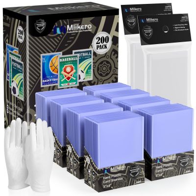 400 Card Sleeves Top Loaders for Cards, 3"X4" Toploaders for Cards, Premium Baseball Card Protectors Hard Plastic for Sports and Game Cards (200 Top Loaders + 200 Clear Sleeves)