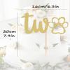 AHAORAY Paw Print Two Cake Topper - Gold Glitter Pet Dog Second Birthday Cake Decorations Supplies - Pet Puppy Theme Party Cake Decor, for Pet Birthday Party, Baby Shower Favors or Photo Booth Props view 3