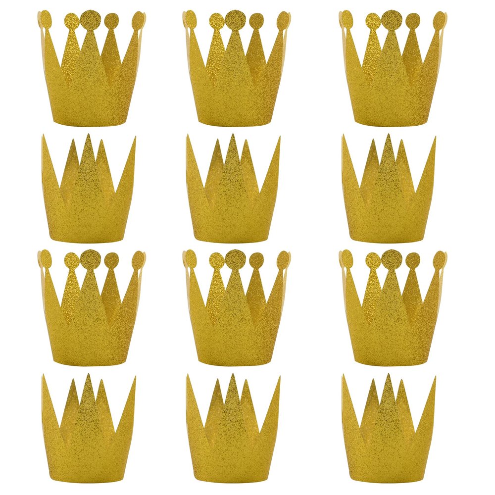 HOKPA Gold Crown Hats, 12Pcs Mini Birthday Hats Party Crown Hats Caps for Kids Birthday Wedding Anniversary Celebration Decoration