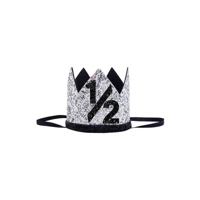 Bchinb Baby 1/2 st Birthday Crown Hat, Birthday Party Decorations, Kids Party Props Shooting, Party Supplies (Black Silver)