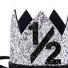 Bchinb Baby 1/2 st Birthday Crown Hat, Birthday Party Decorations, Kids Party Props Shooting, Party Supplies (Black Silver) view 2