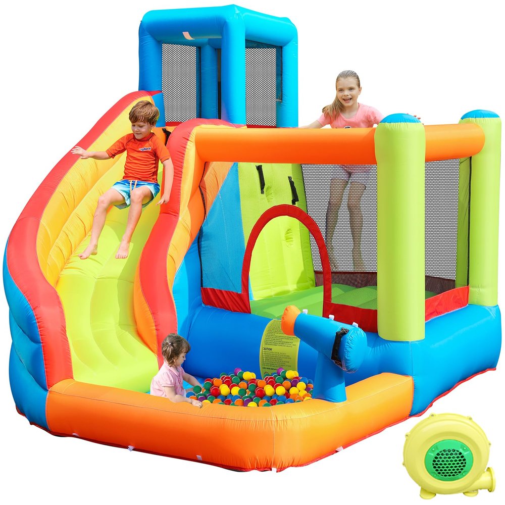 Doctor Dolphin Bounce House for Kids, Indoor Bounce House, Inflatable Small Bounce House with Slide, Kids Bouncy House Water Slide, Bouncy Castle for Dry and Wet(Blower Included)