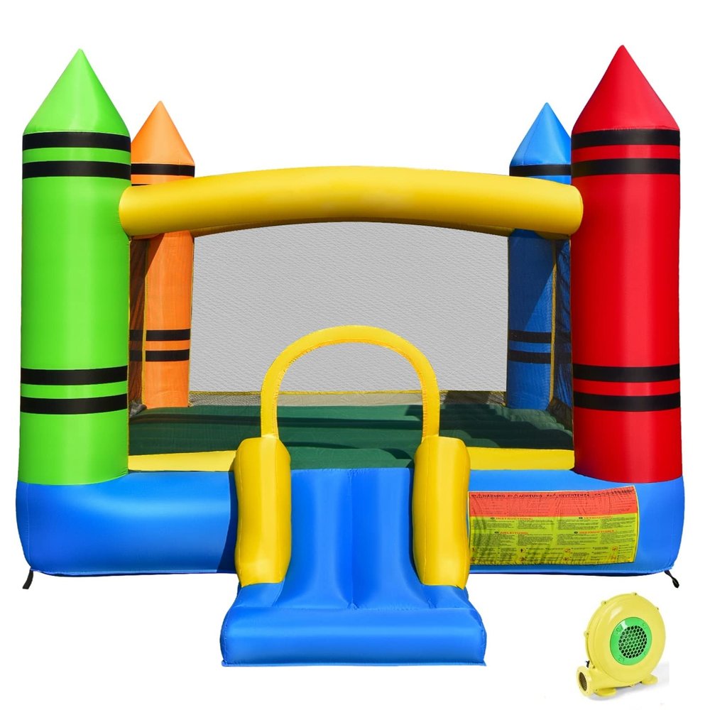 Costzon Inflatable Bounce House, Party Castle Bouncy House for Kids 12ft L x 9ft W x 6ft H Indoor Outdoor Fun w/Large Jumping Area & Fun Slide, Blower, Toddler Bounce House for Backyard Birthday Gifts