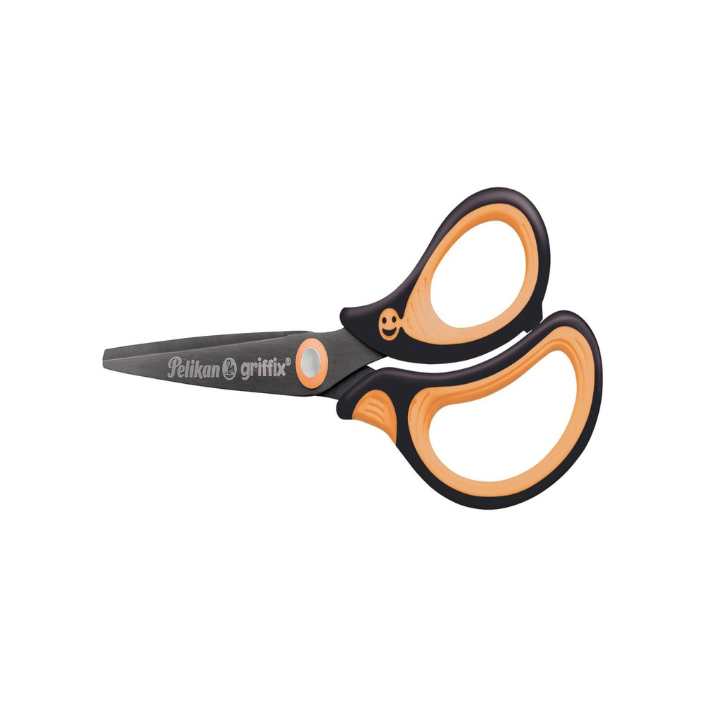 Pelikan Griffix School Scissors Pointed Scissors for Right-Handed Users, Neon Black, Pack of 1