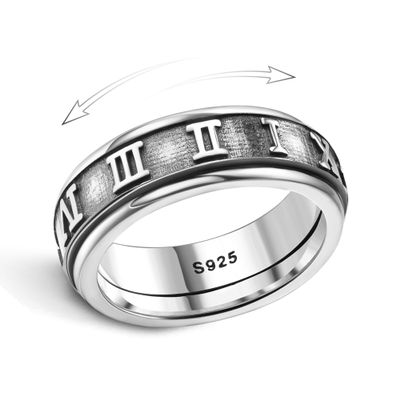 MILACOLATO Anxiety Rings for Women Men 925 Sterling Silver Spinner Fidget Rings Platinum Plated Band Thumb Rings Worry Stress Relieving Boredom ADHD Autism Ring Jewelry Gifts, O-Size 5