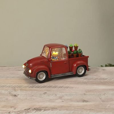 Gerson Company 11.5" L B/O Lighted Spinning Water Globe Truck w/Frog & Succulents