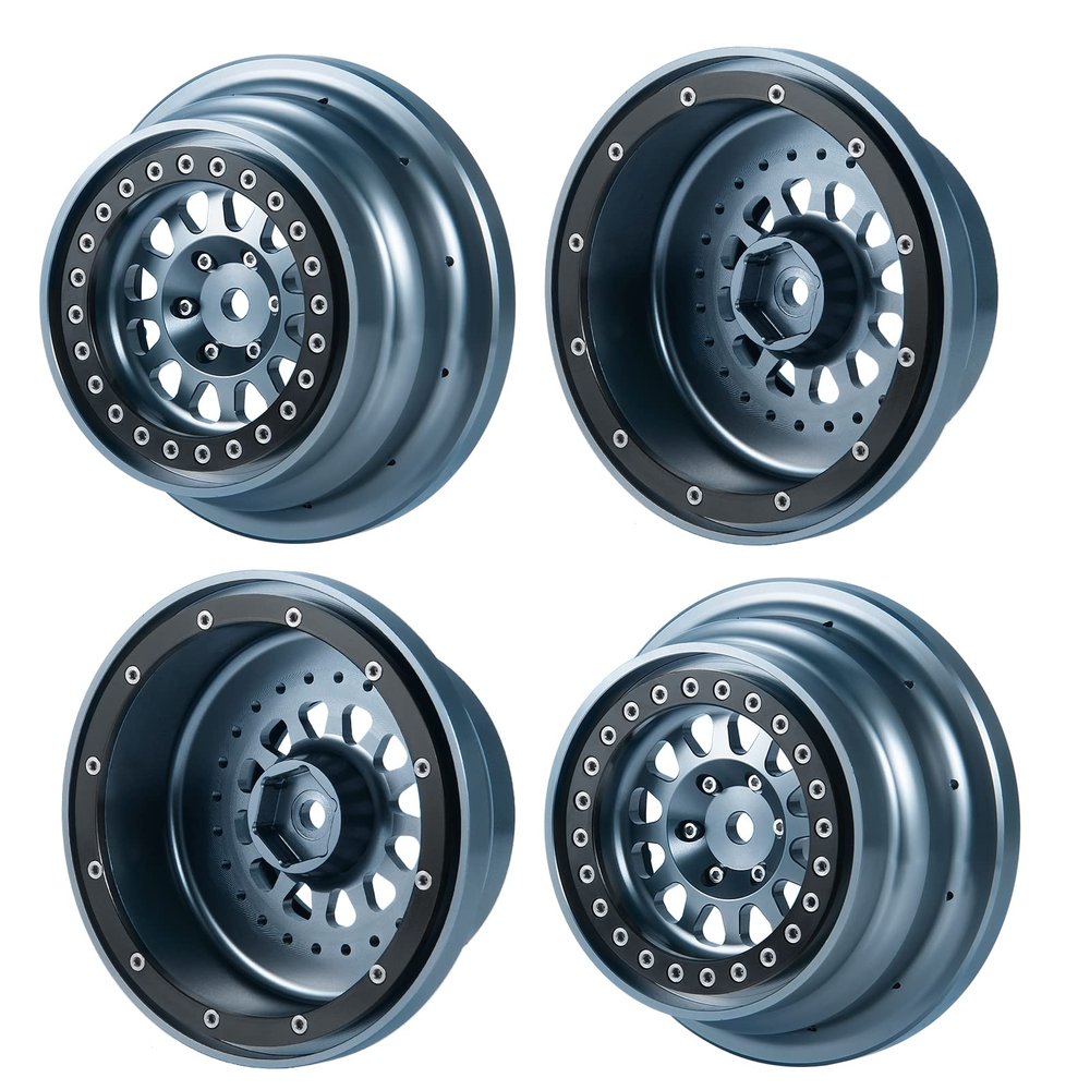AXSPEED 4pcs Aluminium Beadlock Wheels 1:7 RC Wheel Hubs Rims for UDR Unlimited Desert Racer Crawler Car Upgrade Parts