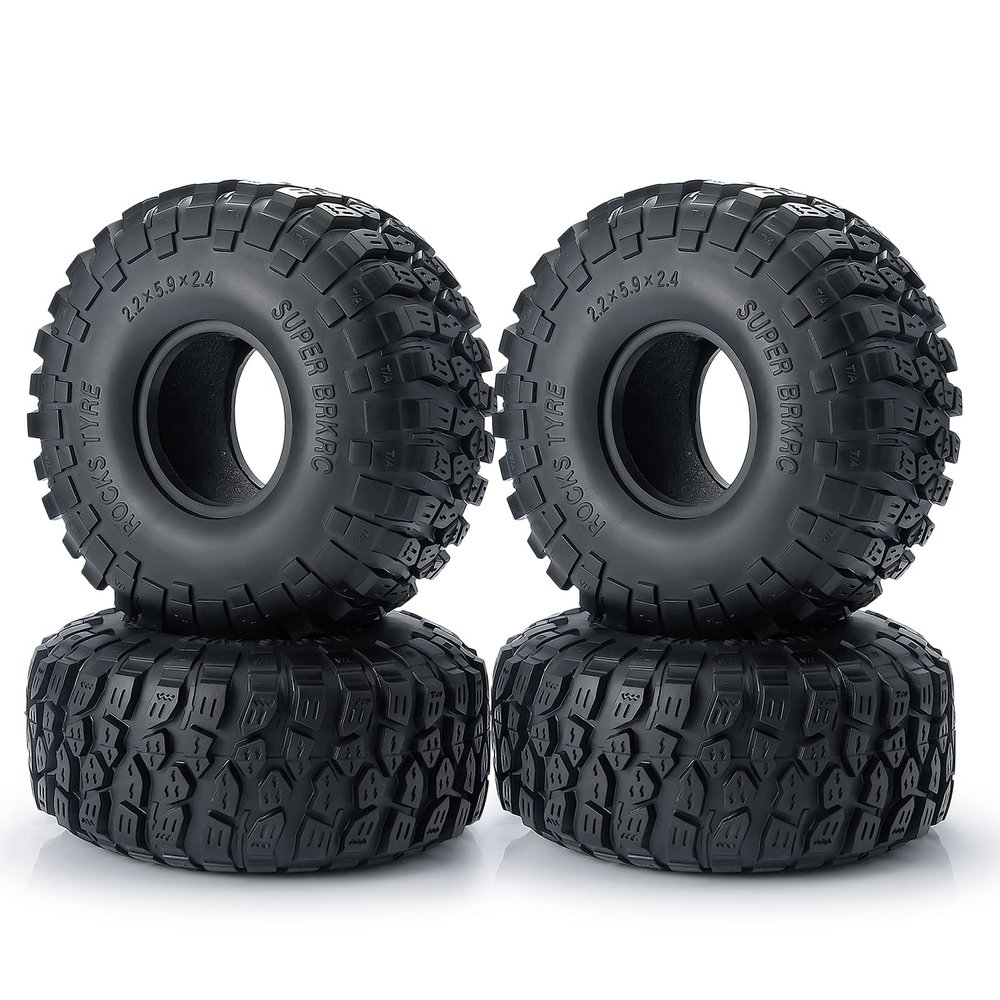 2.2inch 150mm Rubber RC Tires, 4pcs 1/10 Tire Set Wheel Tires Tyres for Axial Wraith 90048 RR10 Crawler Car Parts