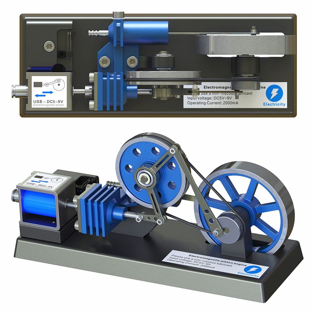 Chnkous Electromagnetic Pneumatic Engine Hot Air Stirling Engine Motor Model Education Desk Toy Kit