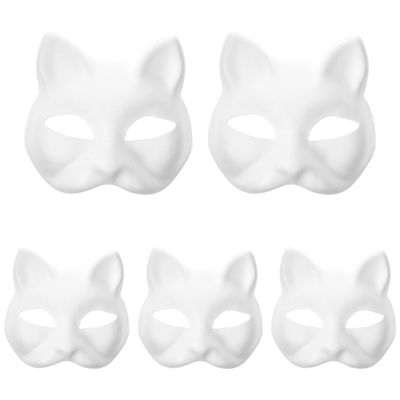 5pcs Fox Mask White Paper Blank Mask Paper Mache Art s Cosplay Diy Blank s Diy Mache Cat Cat Costumes White Halloween Painted Lovers Aldult