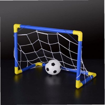 Froiny Mini Folding Football and Soccer Ball Goal Post Net Set with Pump Kids Sport Indoor Outdoor Home Toy Child Birthday Gift Yellow 18x12.71x9.84inch