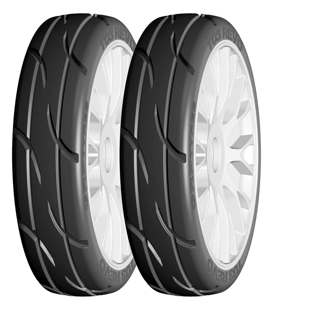GRP GTJ03-XM7 1:8 GT New Tread Medium Hard White 20 Spoke Rubber Tires - Hard Rim