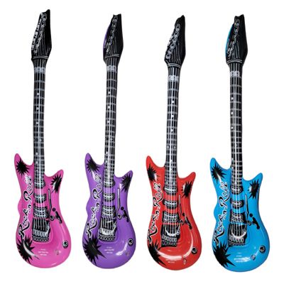 Zugar Land 40" Rock Inflatable Guitars (4 Pack)  80s Rock n Roll Party Decorations, DJ Dance Vinyl Props Multicolor