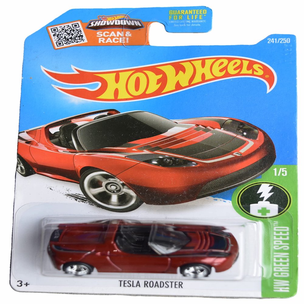 Hot Wheels Tesla Roadster, Super Treasure Hunt, 1:64 Scale Diecast Model Toy Car