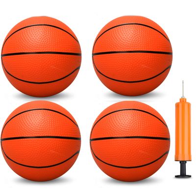 6 INCH PVC Mini Basketball Toys for Indoor Over Door Hoops, Soft 6" Small Balls Rubber for Pool, Beach, Yard, Lawn, Outdoor, Classroom, Little Playgound Ball for Kids Boys Girls (4PCS with Air Pump)