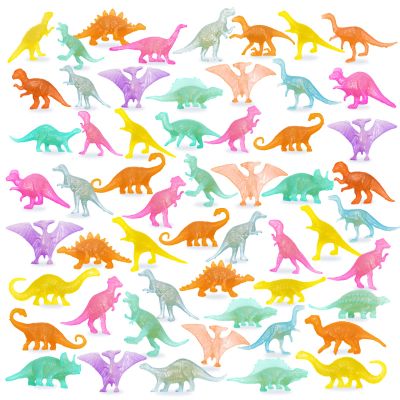 OuMuaMua 78pcs Glow in The Dark Dinosaur Toys Set, Mini Plastic Realistic Dinosaur Figures Glow Toys for Kids Goody Bag Stuffers, Dinosaurs Theme Party Favors Supplies