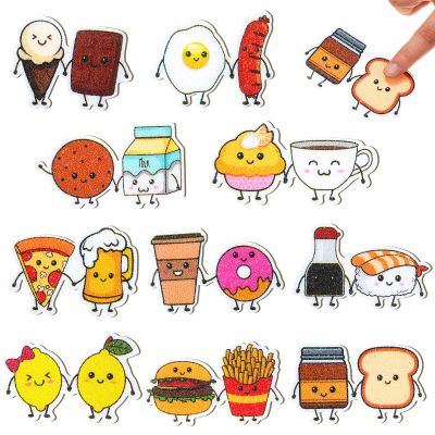 Eersida 50 Pcs Anxiety Sensory Stickers Textured Strips Stickers Food Theme Desk Fidget Anti Stress for Adults Phone Desk Laptop Office Supplies, 10 Styles