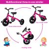 Ancaixin 3 in 1 Toddler Tricycles for 2-5 Years Old Girls and Boys with Adjustable Seat Detachable Pedal and Bell | Foldable Baby Balance Bike Riding Toys | Kids Birthday Christmas New Year Gift Pink view 2