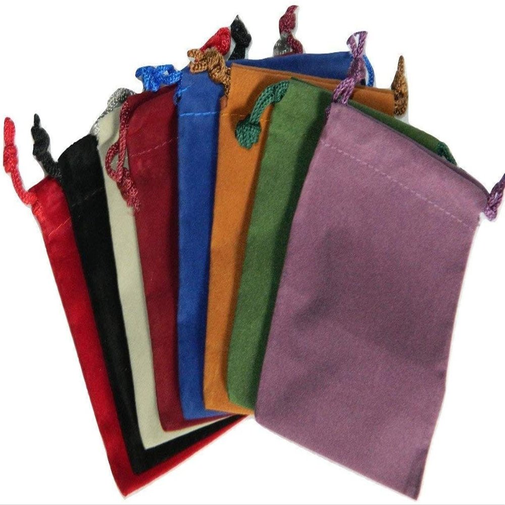 8 Small Dice Bags 3 x 4 in Assorted Colors