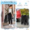 HONEY JOY Lightweight Baby Stroller, Compact Travel Stroller for Airplane, Fits Airplane Cabin & Overhead, One-Hand Gravity Fold, Self-Standing Toddler Stroller w/Adjustable Backrest/Canopy(Gray) view 2