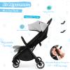HONEY JOY Lightweight Baby Stroller, Compact Travel Stroller for Airplane, Fits Airplane Cabin & Overhead, One-Hand Gravity Fold, Self-Standing Toddler Stroller w/Adjustable Backrest/Canopy(Gray) view 3
