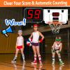 Pro Indoor Mini Basketball Hoop Set for Kids Adults, Over Door Automatic Scoring Basketball Hoop with 4 Rubber 6" Balls, Boost Wall Mount Basketball Hoops with Electronic Scoreboard Large Dunk Rim view 3