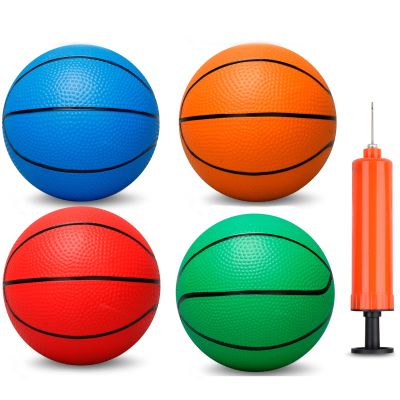 Umnodobn 6 Inch PVC Mini Basketball for Indoor Hoops, Soft 6" Rubber Small Toddler Ball for Over Door Hoop, Sand Beach Toy, Outdoor Sport Balls for Kids Teen Boys Gilrs(4 PCS with Air Pump)