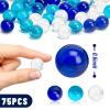 FUTUREPLUSX 75PCS Blue Marbles Bulk, for Kids Marble Run Games, Fillers Aquarium Pebbles view 2
