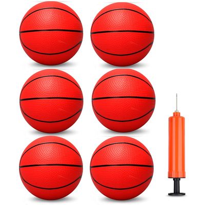 Umnodobn 6 Inch Mini Basketballs for Toddlers Kids Teenagers, 6 Pack 6" Basketball Set with Pump Durable PVC Basketballs for Mini Over Door Hoop Pool Beach Balls for Swimming Pool, Indoor, Outdoor
